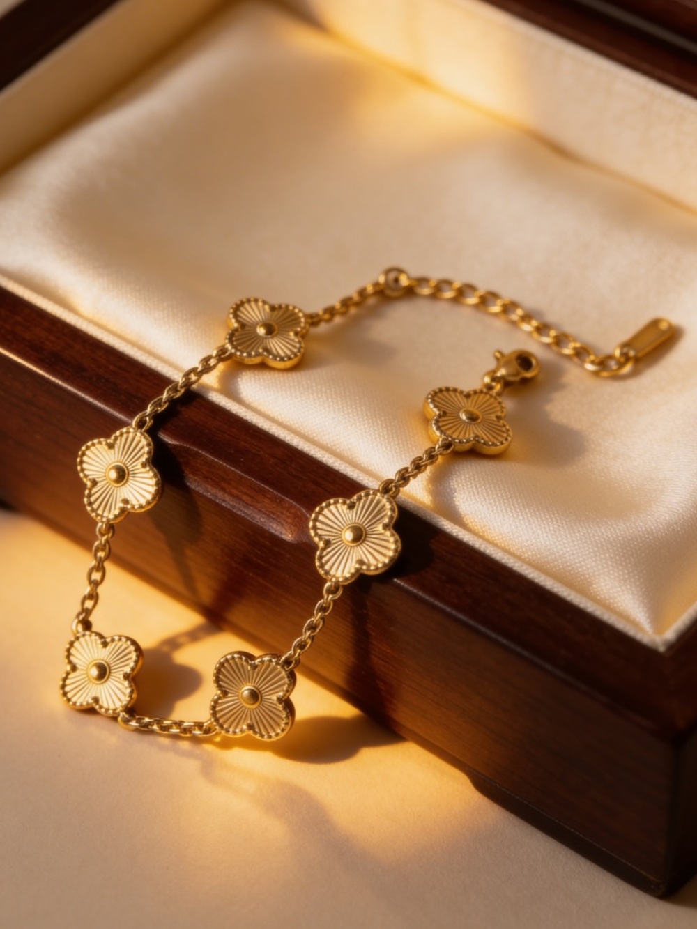 Clover Fashion Gold Toned Bracelet - Picture 1 of 6